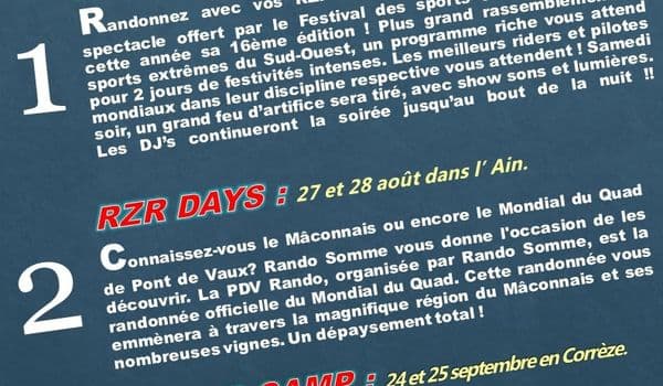 Evenements Polaris A Venir Rzr Days Et Polaris Camp 2016