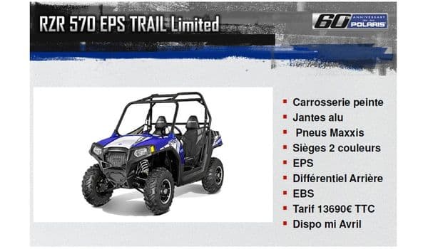 Nouveau Polaris Rzr 570 Serie Limitee 2014