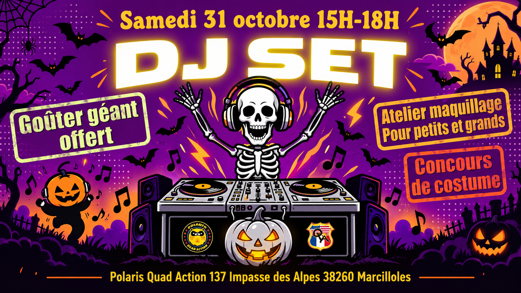 Affiche de l'après-midi Halloween chez Quad Action